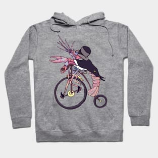 Lobster Shrimp Gentleman on Retro Bicycle Hoodie